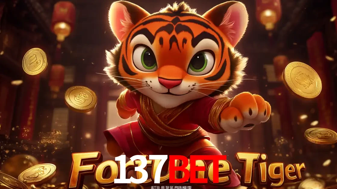 O carismático mascote do jogo de slot Fortune Tiger, um tigre fofo em pose de artes marciais, pronto para trazer sorte e multiplicadores de ganhos no cassino online 137bet.