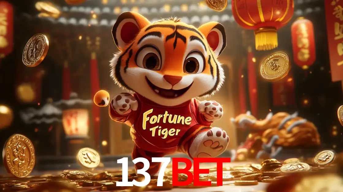 O alegre personagem do Fortune Tiger correndo sobre um caminho de moedas de ouro, simbolizando os grandes prêmios e a diversão do popular jogo de slot do 137bet.