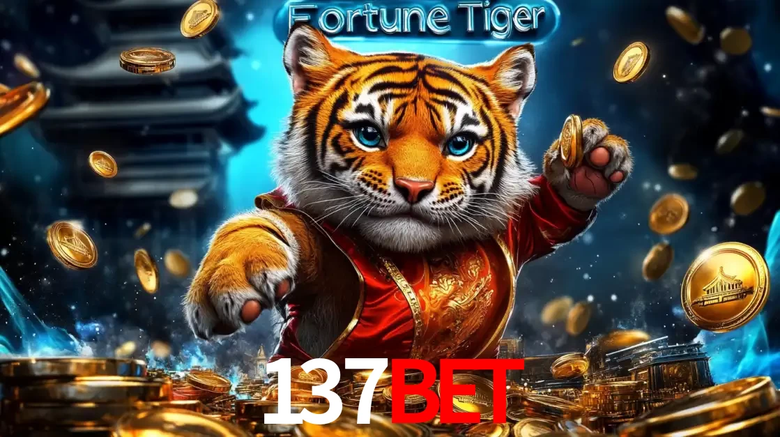 Imagem promocional do jogo de slot Fortune Tiger, com um tigre majestoso em traje tradicional cercado por uma fortuna em moedas de ouro, disponível agora no cassino 137bet.